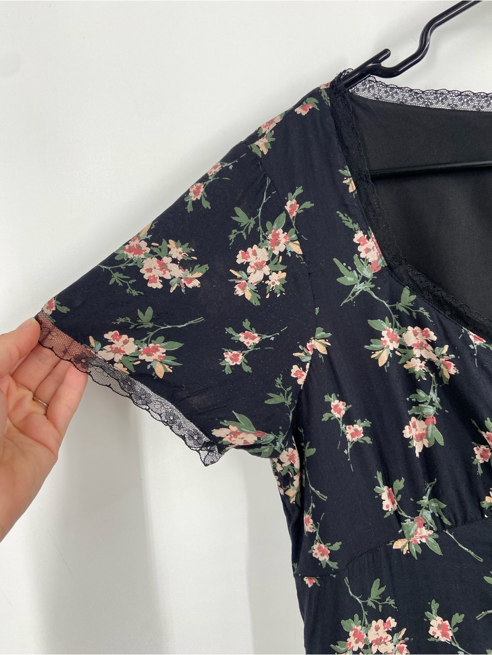 Lucky Brand Floral Lace Trim Button-Up Dress Medium - Picture 6 of 11